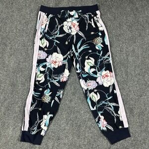 Soho Street New York & Company Floral Joggers Navy‎ Blue Side Stripe Small
